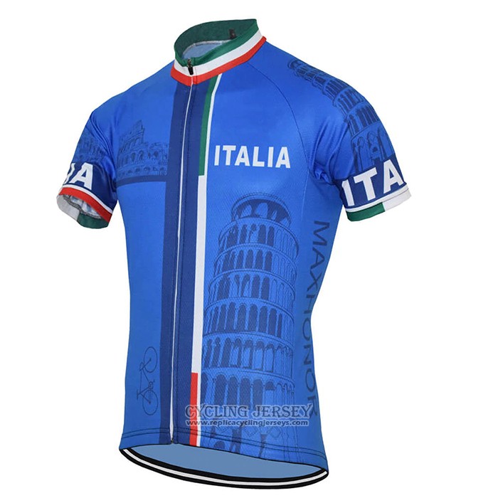 2021 Cycling Jersey Italy Blue Short Sleeve And Bib Short